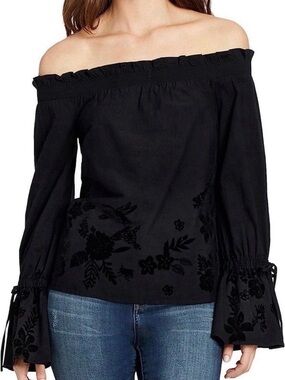 William Rast Shirt, Off Shoulder, Black, Size Medium, NWT
